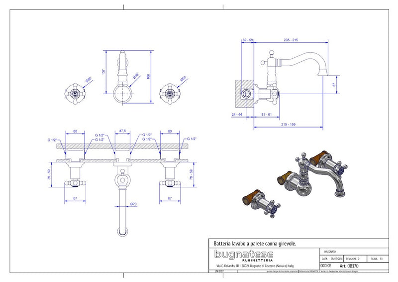 Technical Drawing for Bugnatese, Fal alatti mosdócsaptelep beépítő egységgel – Fürdő – nan