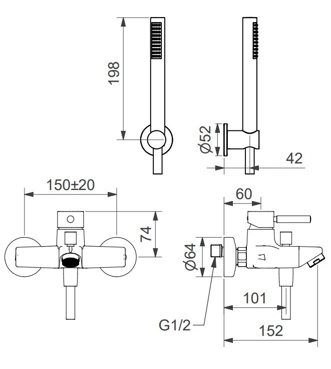 Technical Drawing for Bugnatese, Modern, Fali kádcsaptelep – Fürdő – 2202