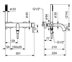 Technical Drawing for Bugnatese, Modern, Fali kádcsaptelep – Fürdő – 5790