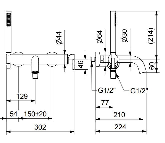 Technical Drawing for Bugnatese, Modern, Fali kádcsaptelep – Fürdő – 6702