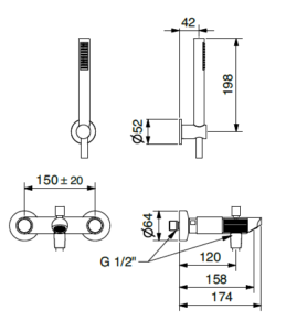 Technical Drawing for Bugnatese, Fali kádcsaptelep – Fürdő – 7102