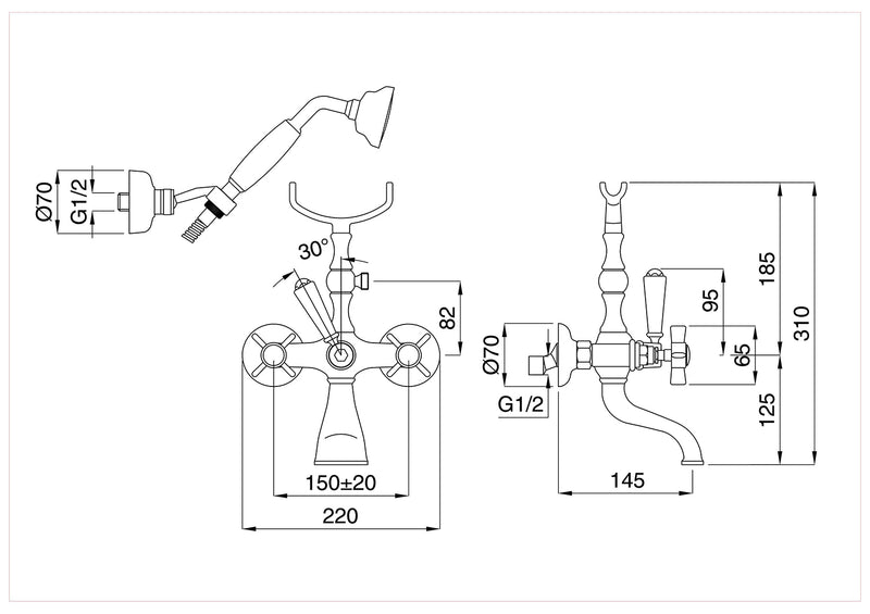 Technical Drawing for Bugnatese, Fali kádcsaptelep – Fürdő – 802