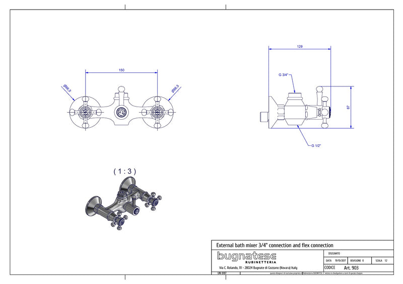 Technical Drawing for Bugnatese, Fali kádcsaptelep – Fürdő – 903