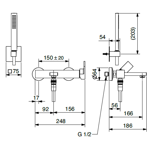 Technical Drawing for Bugnatese, Modern, Fali kádcsaptelep – Fürdő – 9102