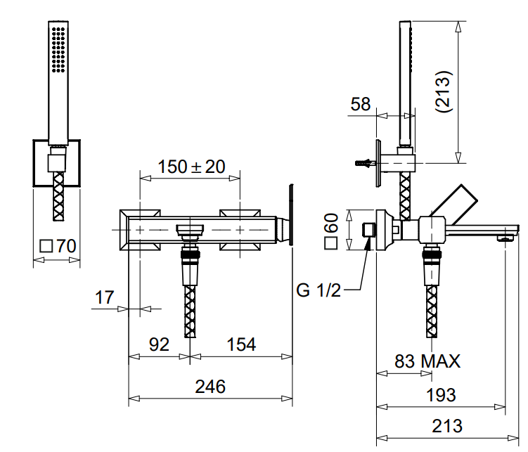 Technical Drawing for Bugnatese, Modern, Fali kádcsaptelep – Fürdő – 9402